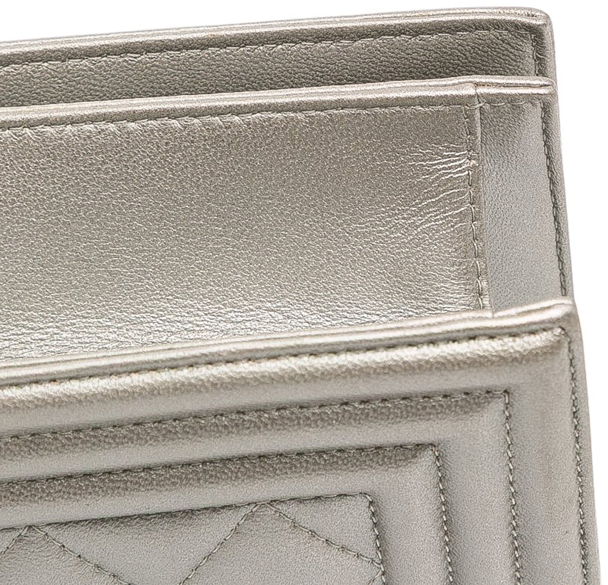Chanel Quilted Lambskin Boy Flap Clutch Zilver