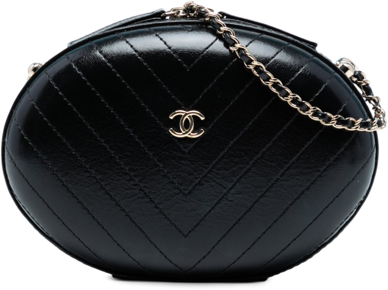 Chanel Chevron Stitched Calfskin La Pausa Evening Bag Zwart