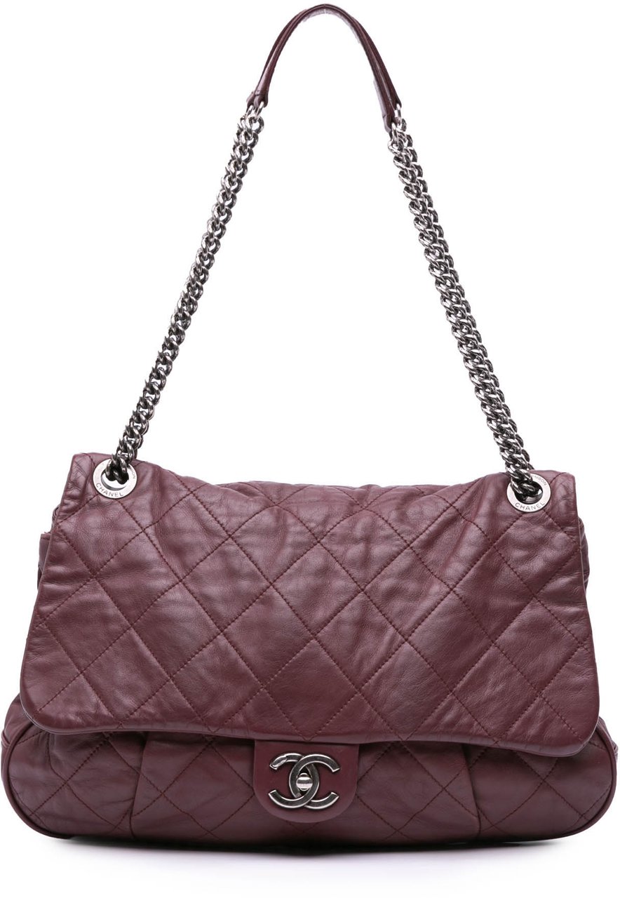 Chanel Quilted Calfskin Coco Pleats Flap Rood