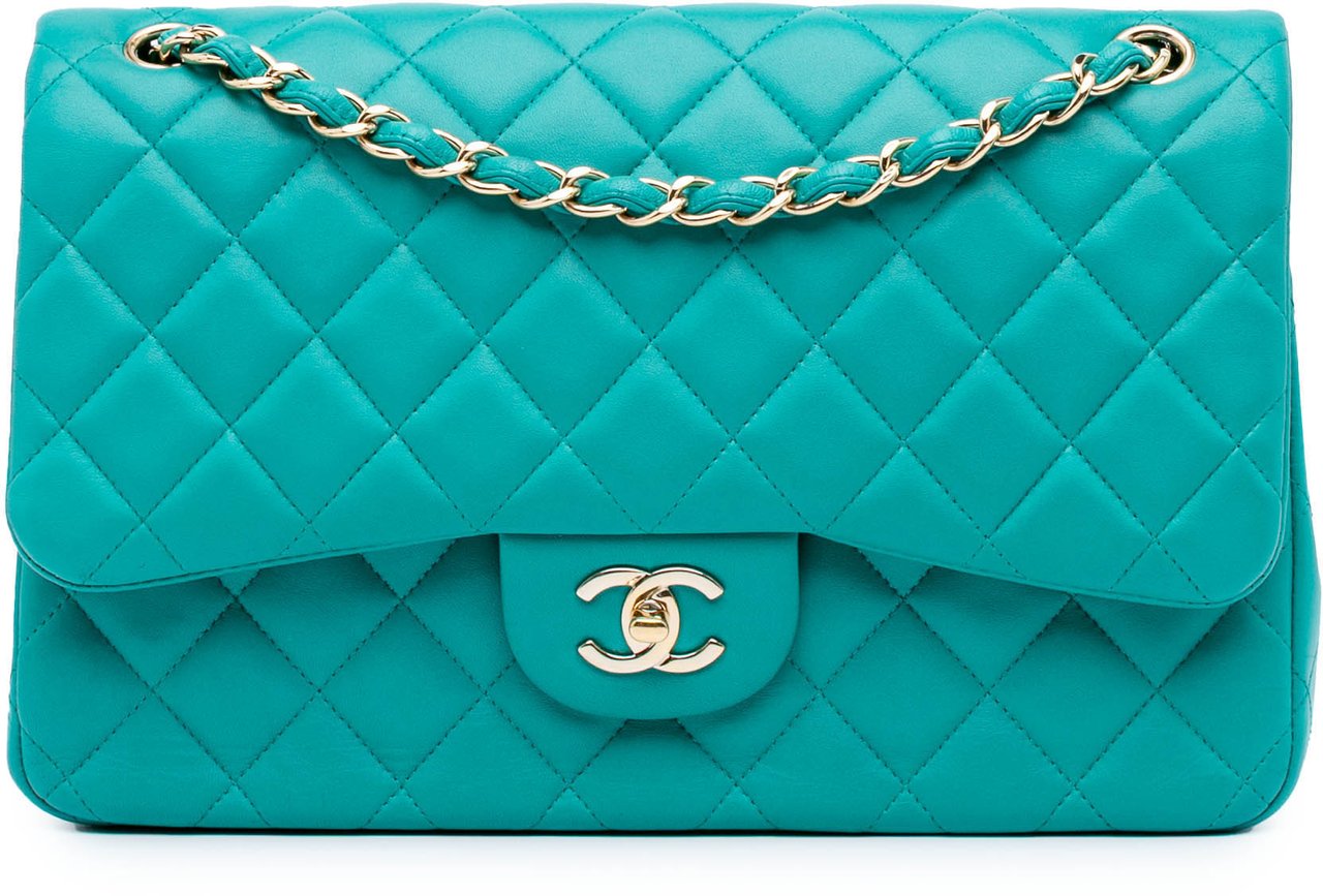 Chanel Jumbo Classic Lambskin Double Flap Blauw
