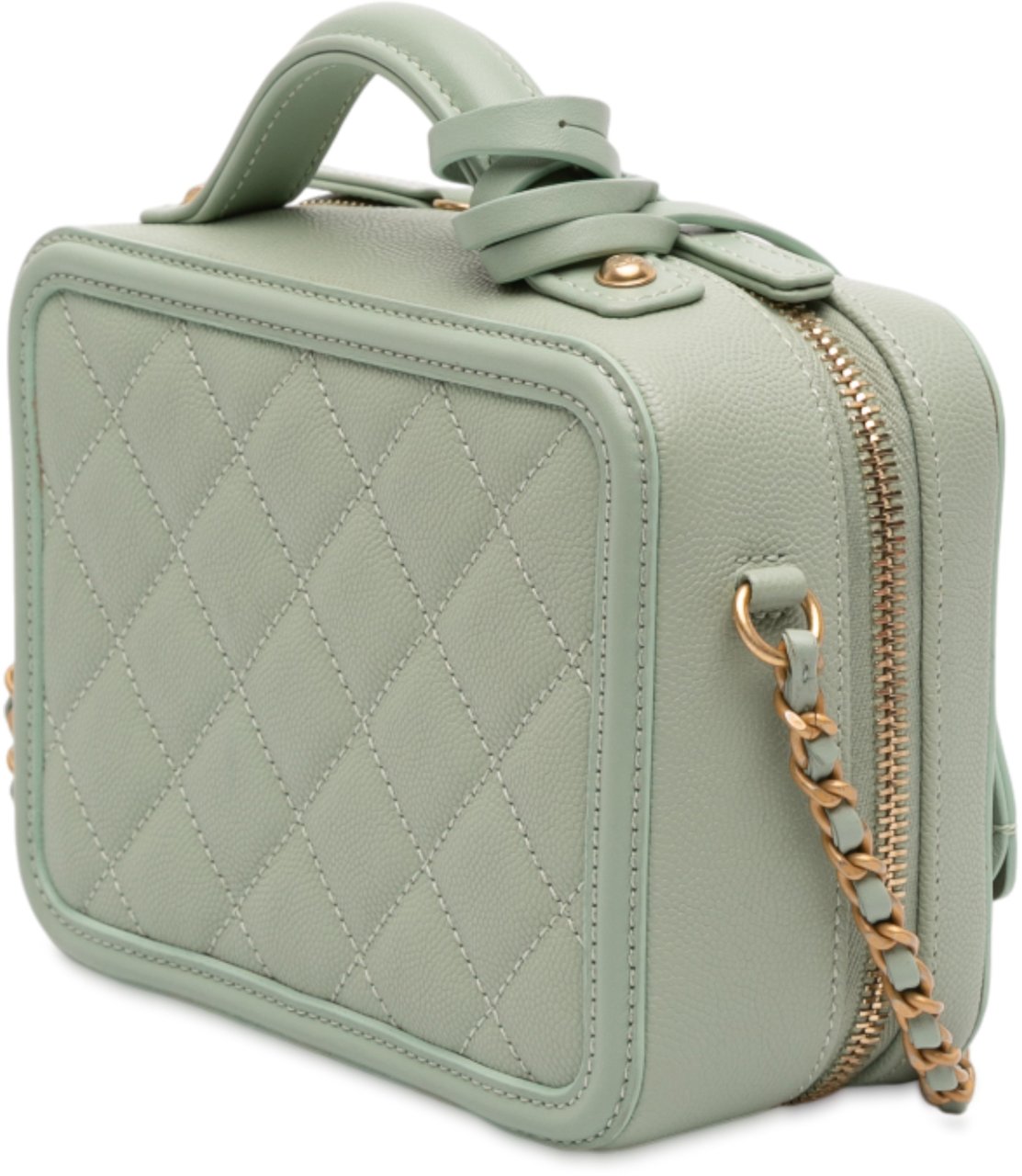 Chanel Small Caviar CC Filigree Vanity Case Groen
