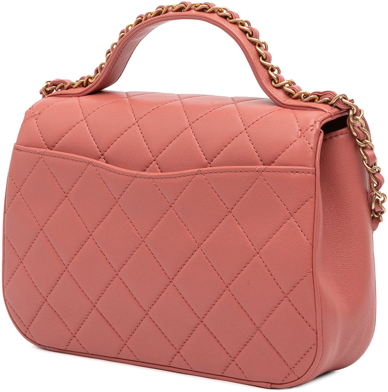 Chanel Quilted Lambskin Chain Infinity Top Handle Bag Roze