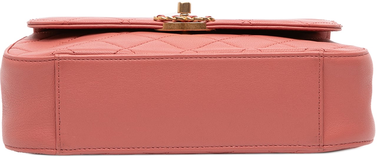 Chanel Quilted Lambskin Chain Infinity Top Handle Bag Roze