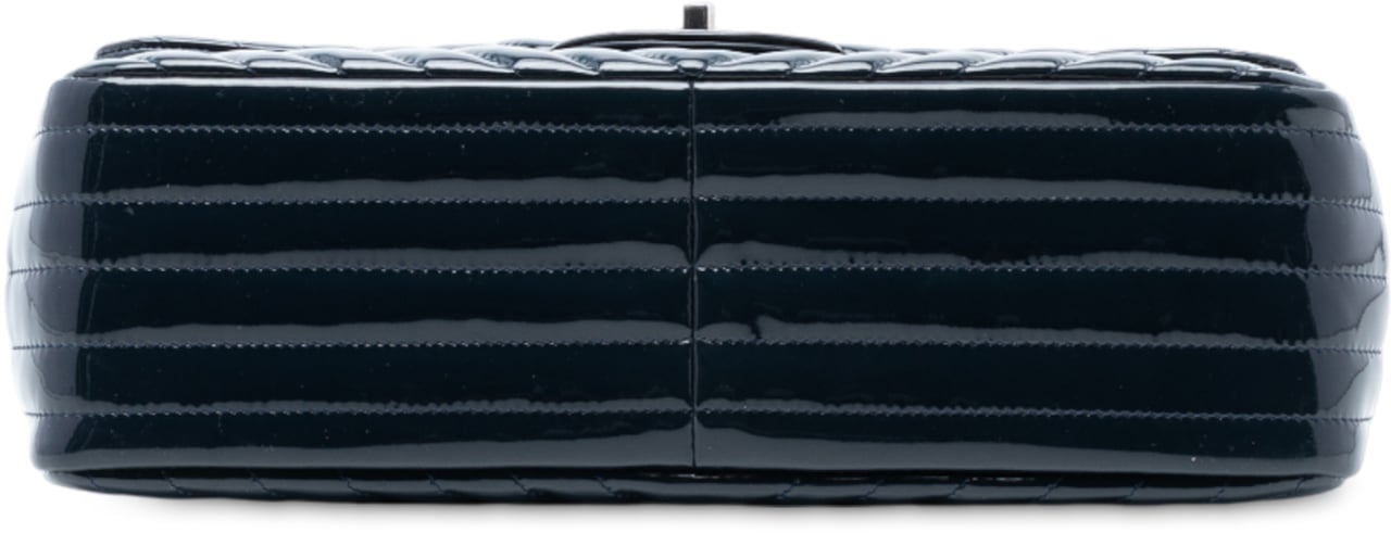 Chanel Jumbo Classic Chevron Patent Double Flap Blauw