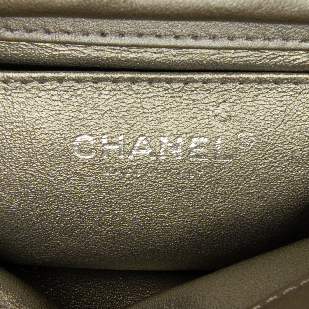 Chanel Mini Embellished Calfskin Chevron Square Envelop Flap Grijs