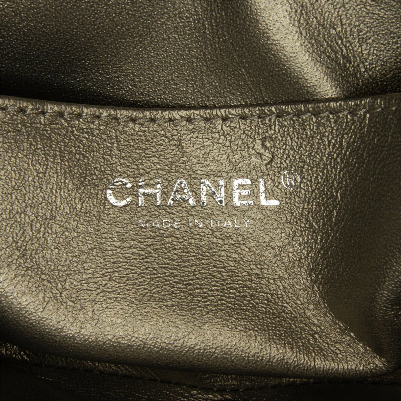 Chanel Mini Embellished Calfskin Chevron Square Envelop Flap Grijs