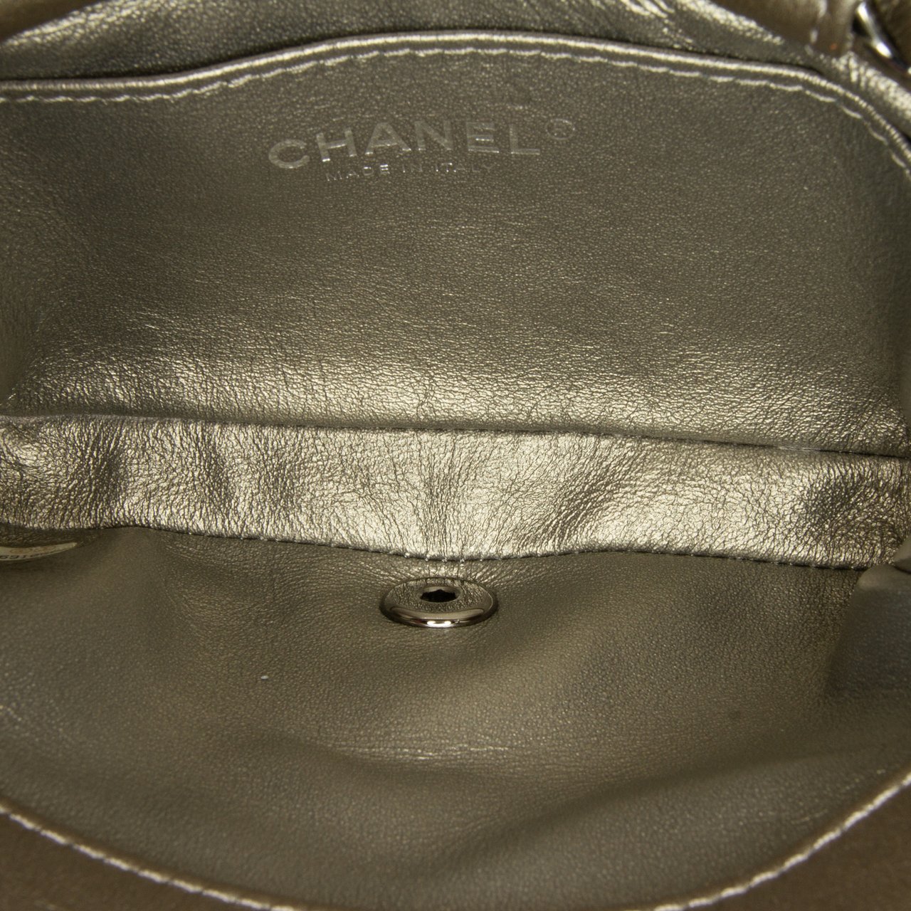 Chanel Mini Embellished Calfskin Chevron Square Envelop Flap Grijs