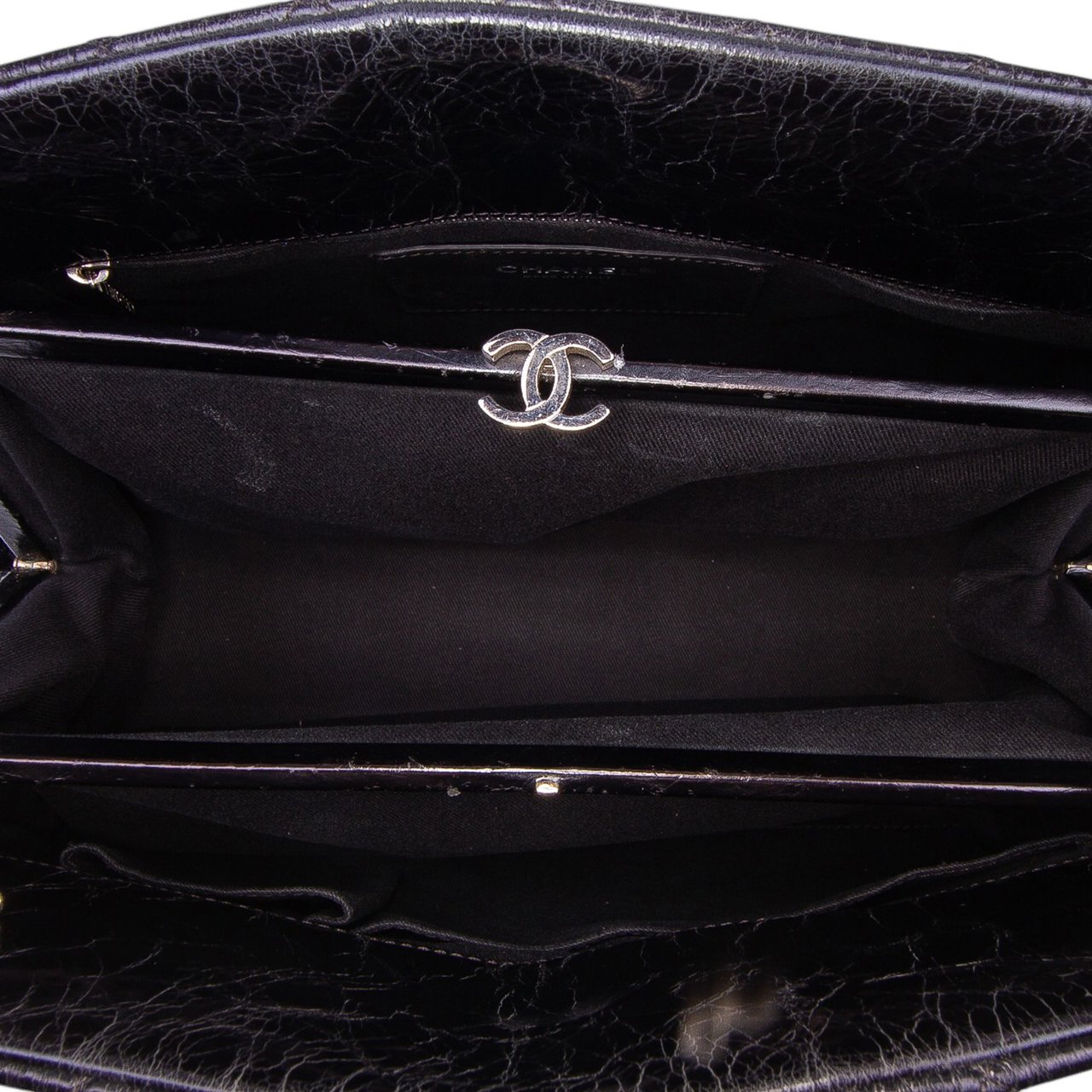 Chanel Large Aged Calfskin Just Mademoiselle Bowling Bag Zwart