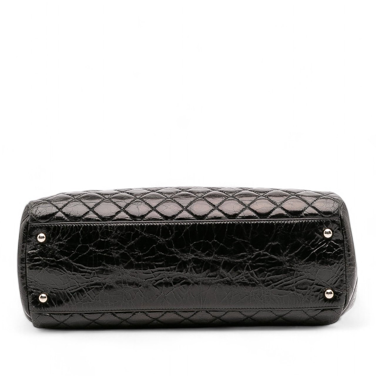 Chanel Large Aged Calfskin Just Mademoiselle Bowling Bag Zwart