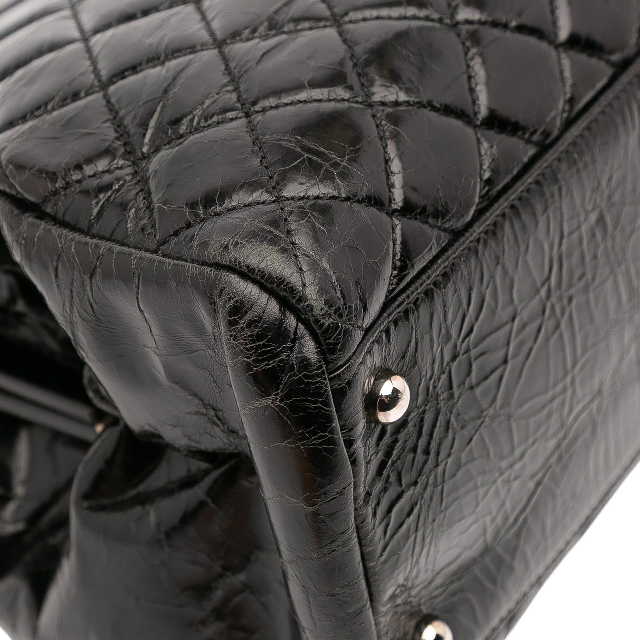 Chanel Large Aged Calfskin Just Mademoiselle Bowling Bag Zwart