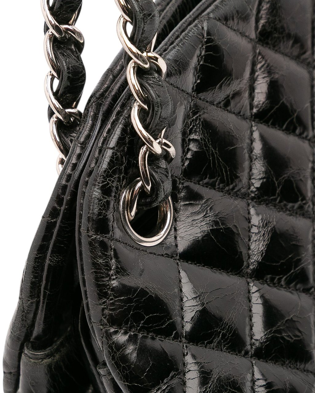 Chanel Large Aged Calfskin Just Mademoiselle Bowling Bag Zwart