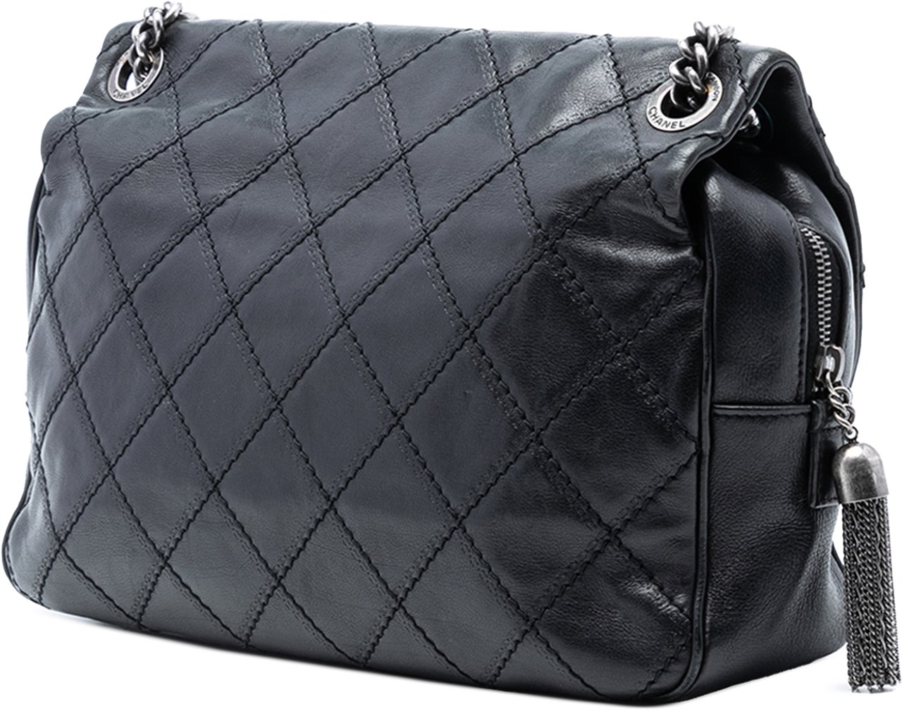 Chanel Paris Edinburgh Jumbo Quilted Calfskin Coco Sporran Flap Zwart