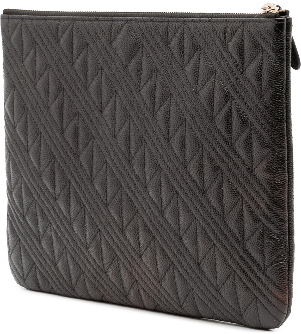 Chanel Medium Quilted Caviar O Case Clutch Zwart