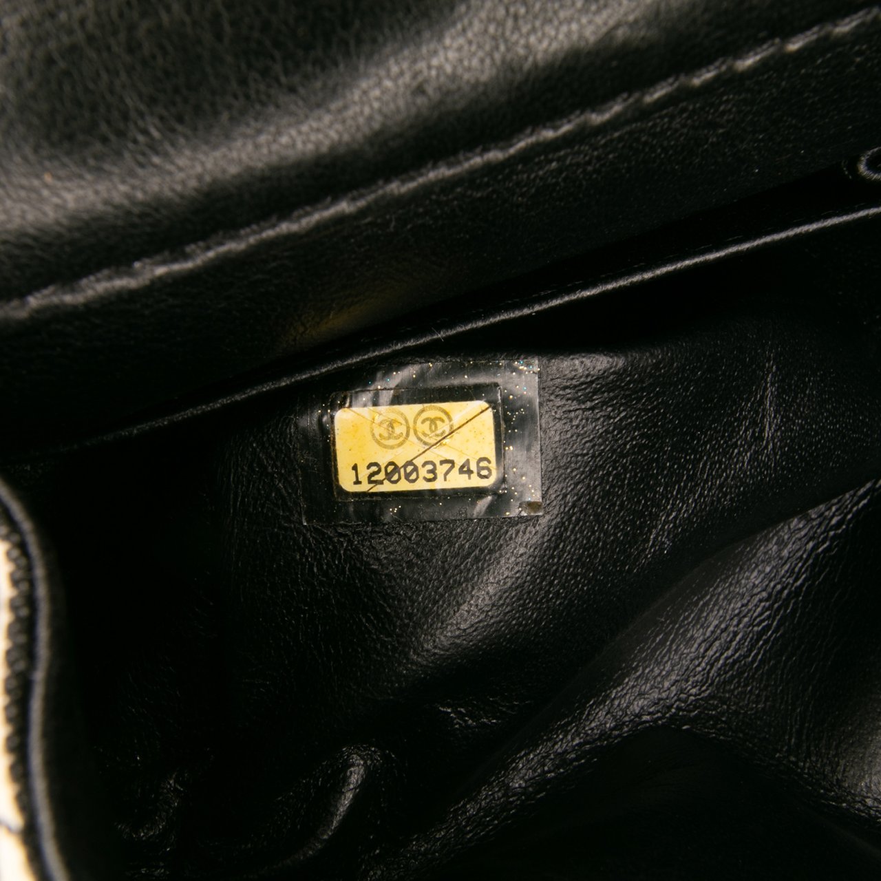 Chanel Medium Classic Canvas Sequin Stripes Double Flap Zwart
