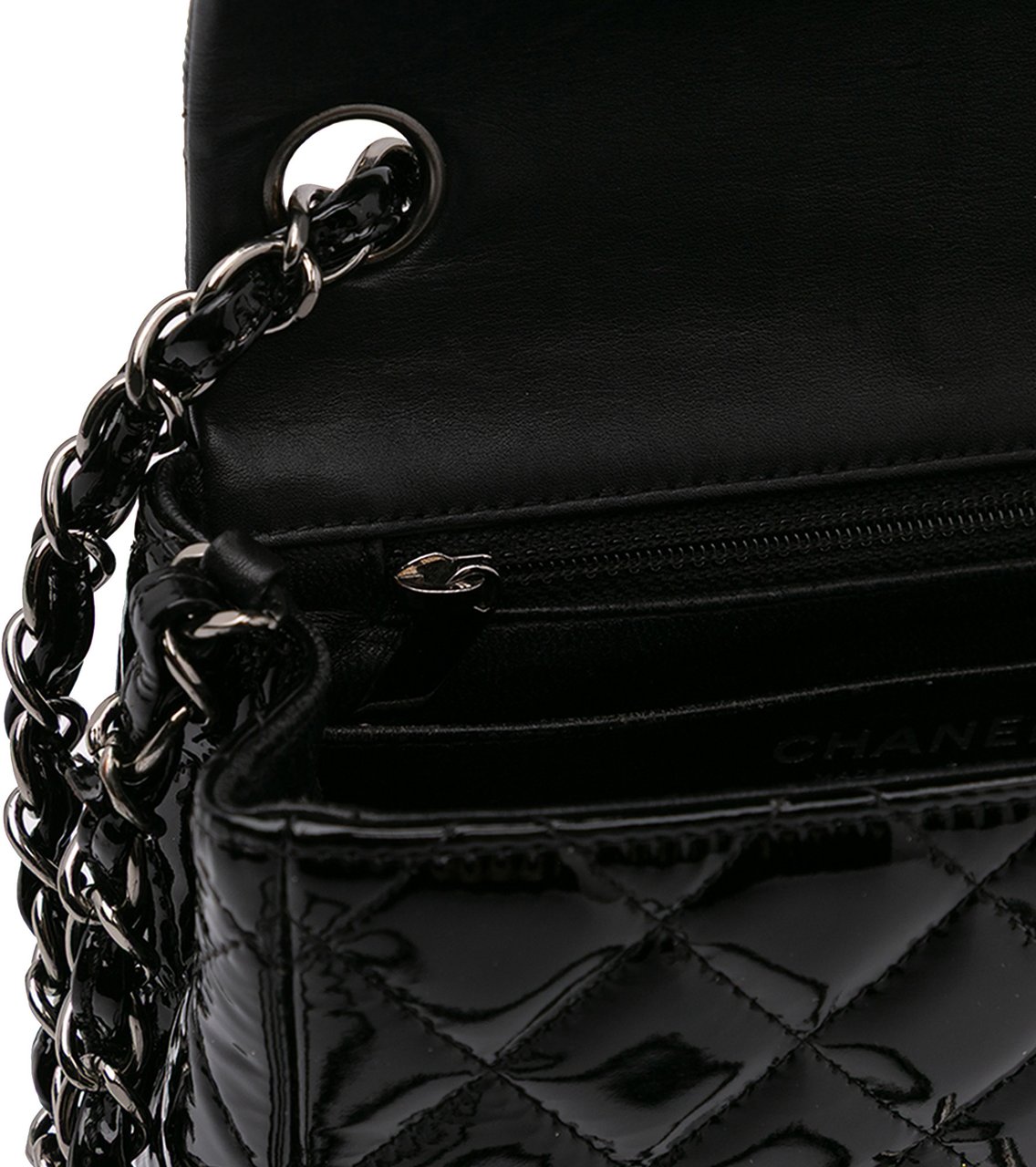 Chanel Mini Square Classic Patent Single Flap Zwart