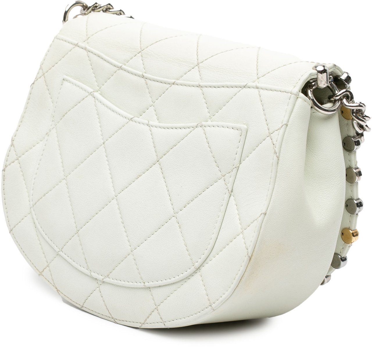 Chanel Small Quilted Lambskin Studded Bubble Flap Wit