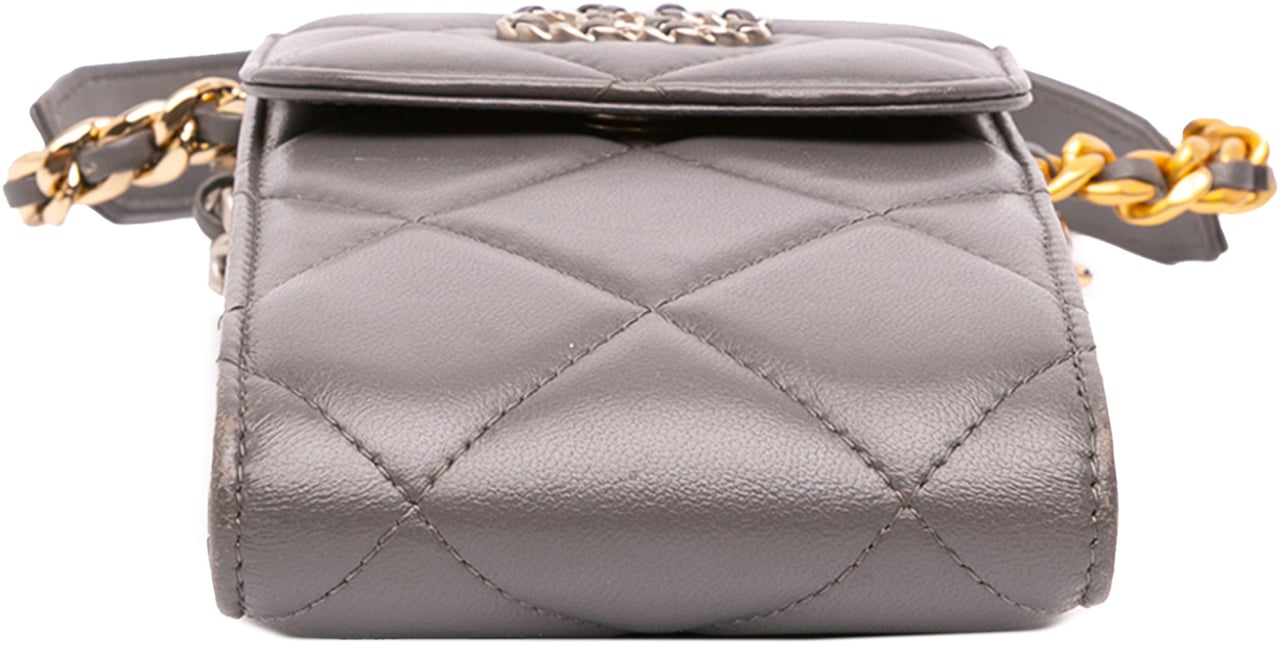 Chanel Lambskin 19 Phone Holder with Chain Grijs