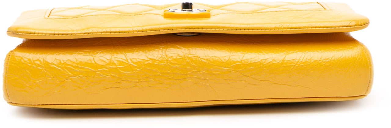 Chanel Crumpled Calfskin Bi Quilted Vintage Full Flap Geel