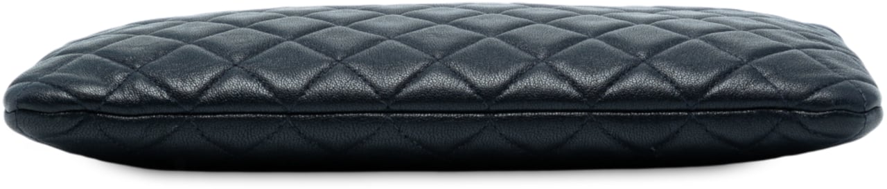 Chanel Medium Quilted Sheepskin Mademoiselle O Case Clutch Blauw