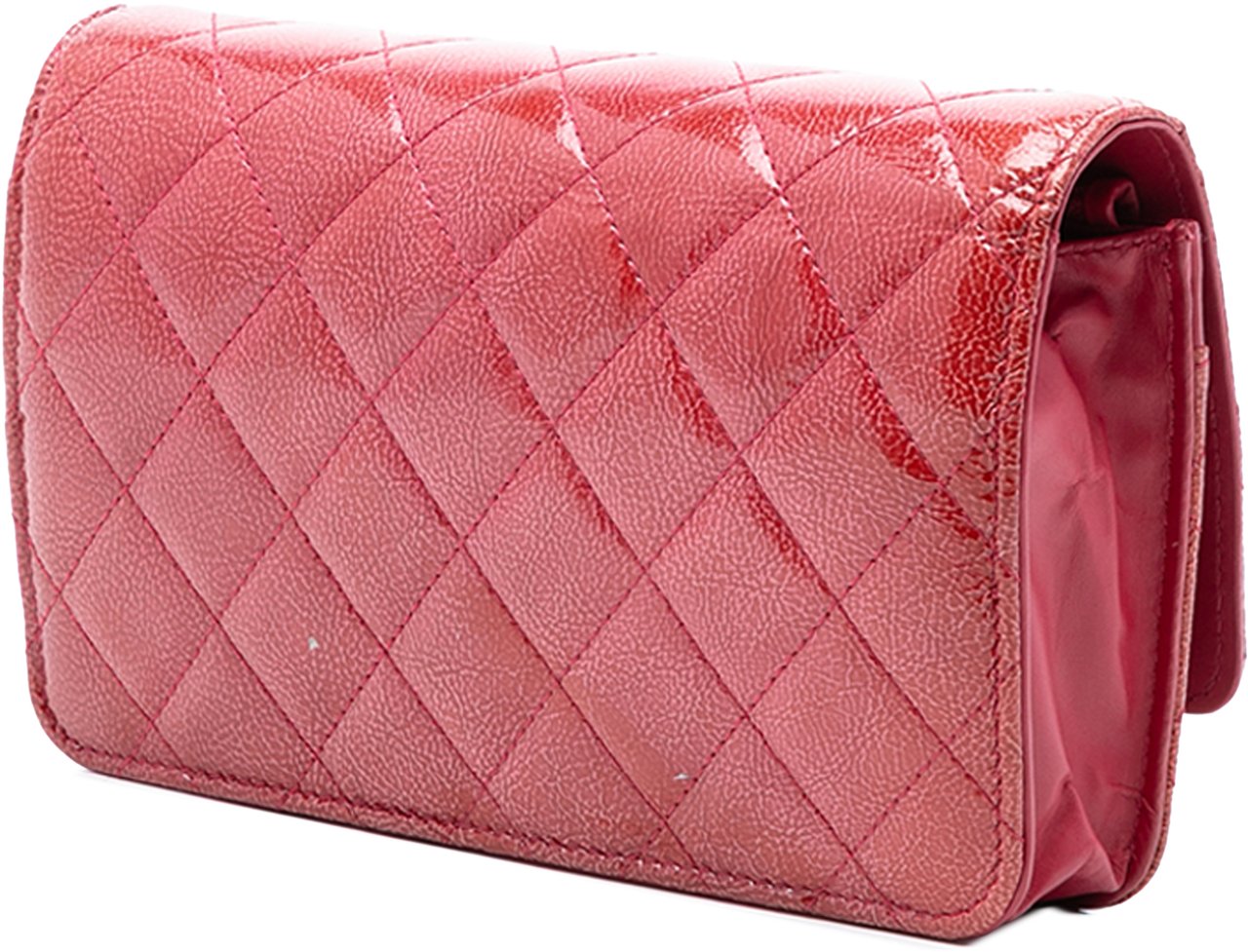 Chanel Paris Dallas CC Quilted Patent Goatskin Wallet on Chain Rood