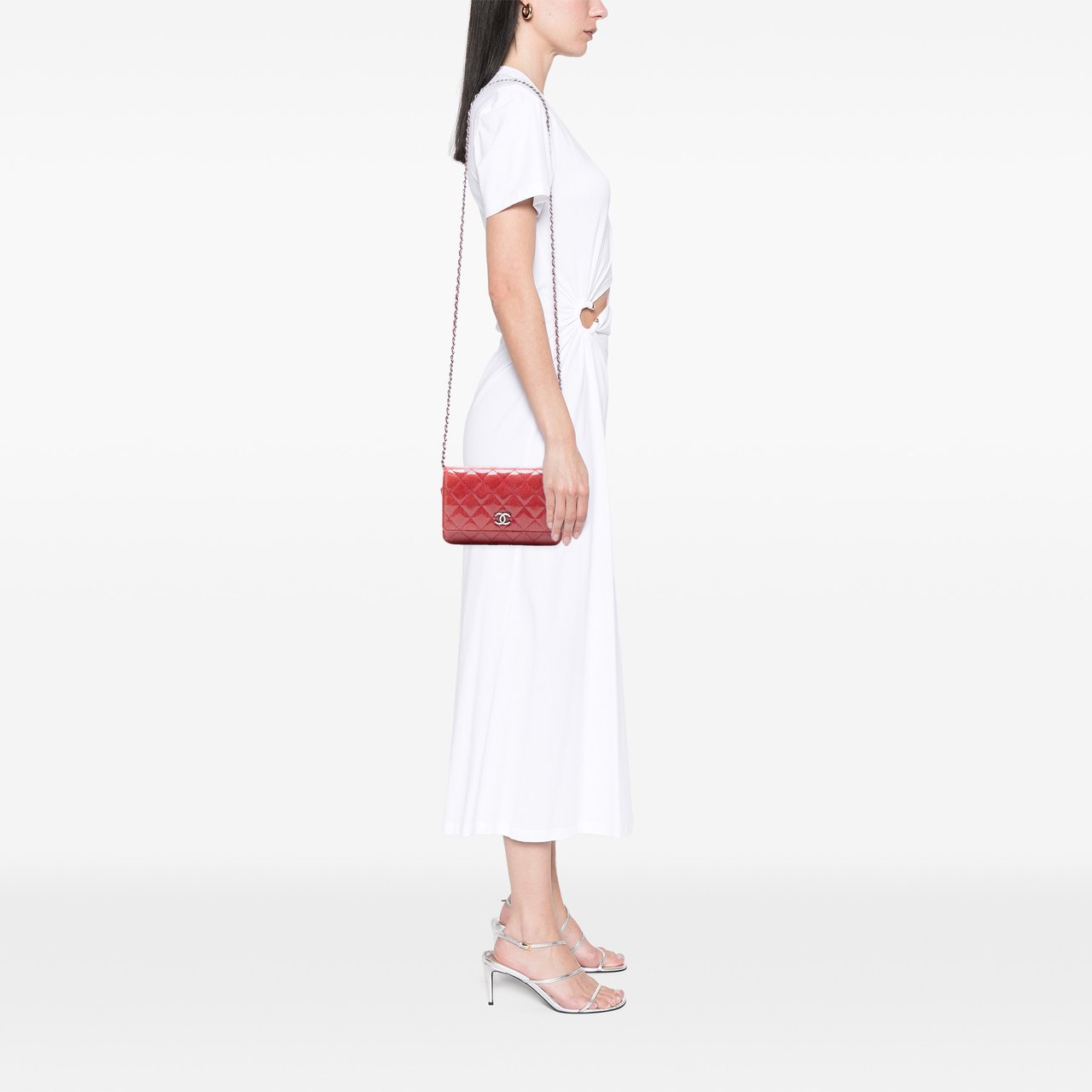 Chanel Paris Dallas CC Quilted Patent Goatskin Wallet on Chain Rood