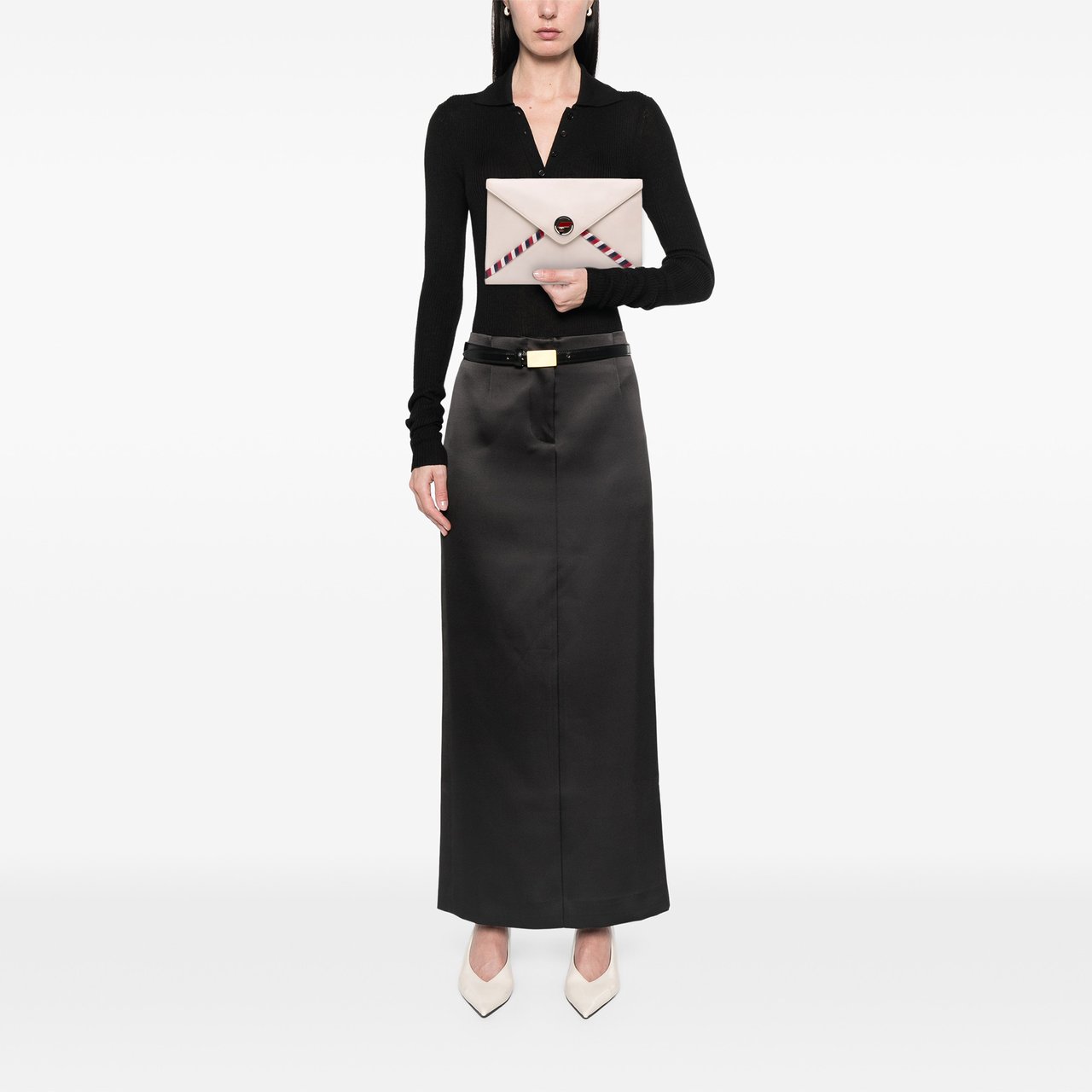 Chanel Lambskin Airlines Envelope Clutch Wit