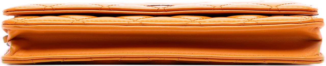 Chanel CC Quilted Patent Wallet on Chain Oranje