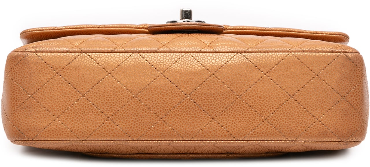 Chanel Medium Classic Metallic Caviar Double Flap Bruin