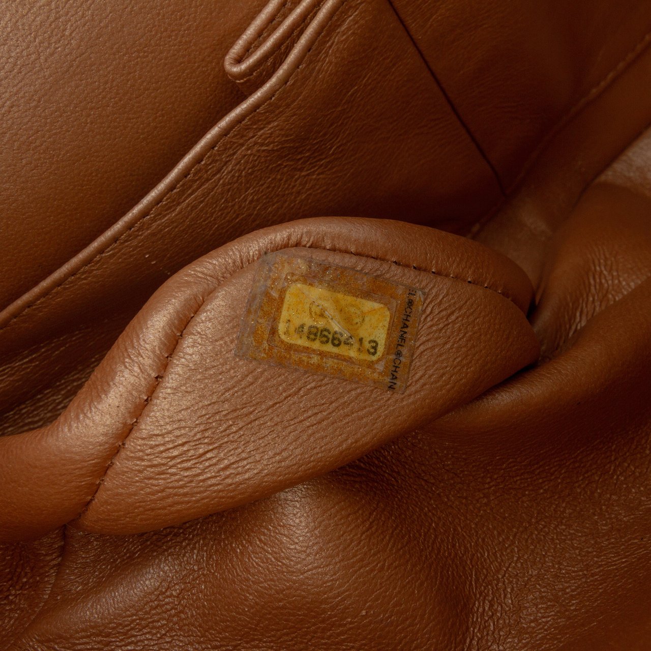 Chanel Medium Classic Metallic Caviar Double Flap Bruin