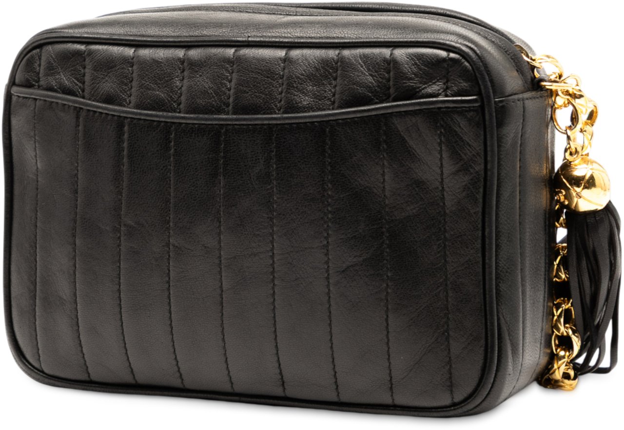 Chanel CC Quilted Lambskin Tassel Camera Bag Zwart
