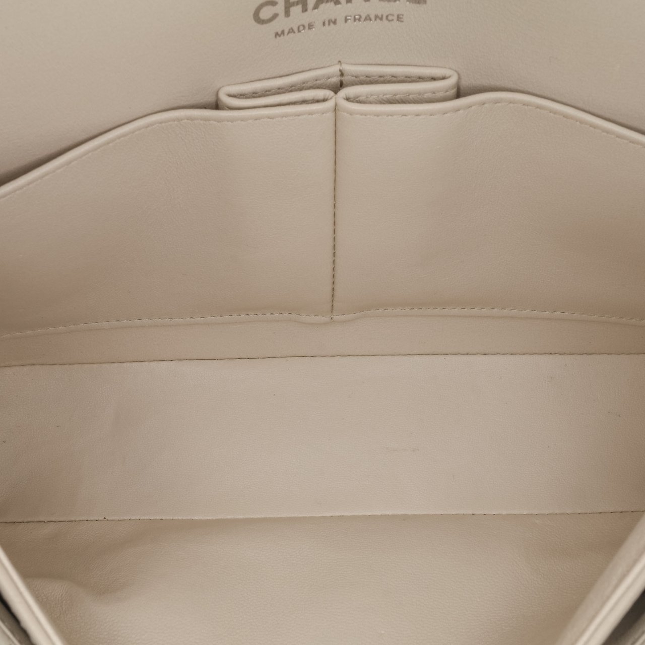 Chanel Small Classic Chevron Lambskin Double Flap Wit
