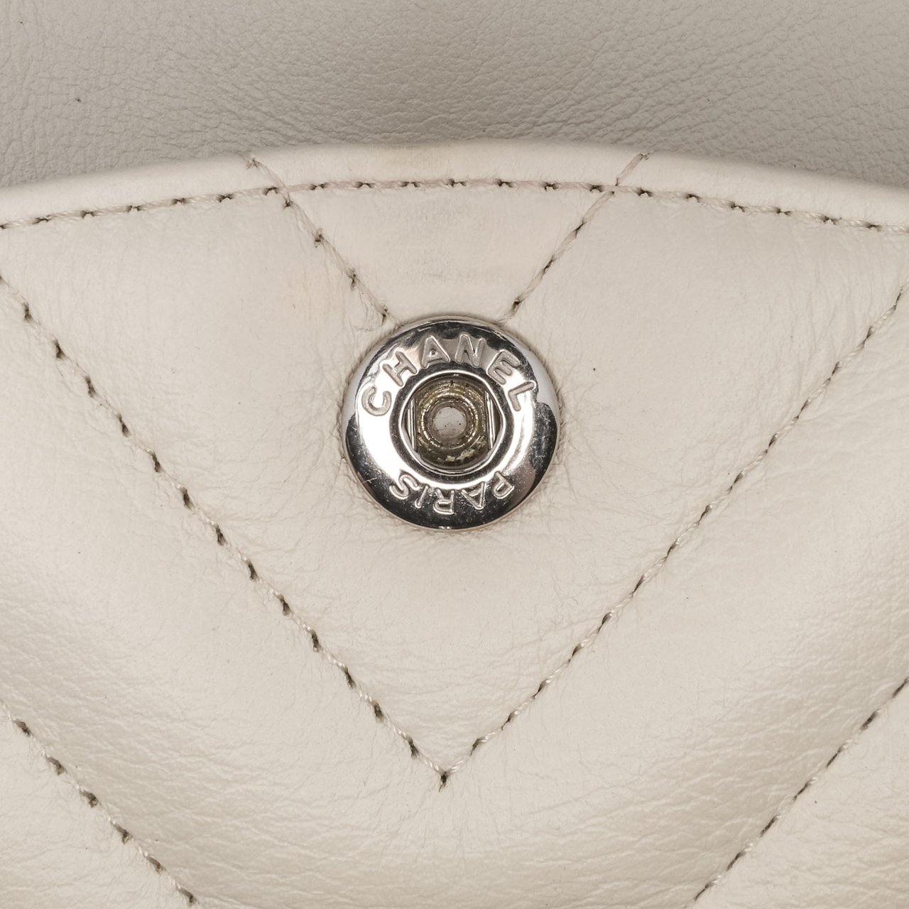 Chanel Small Classic Chevron Lambskin Double Flap Wit