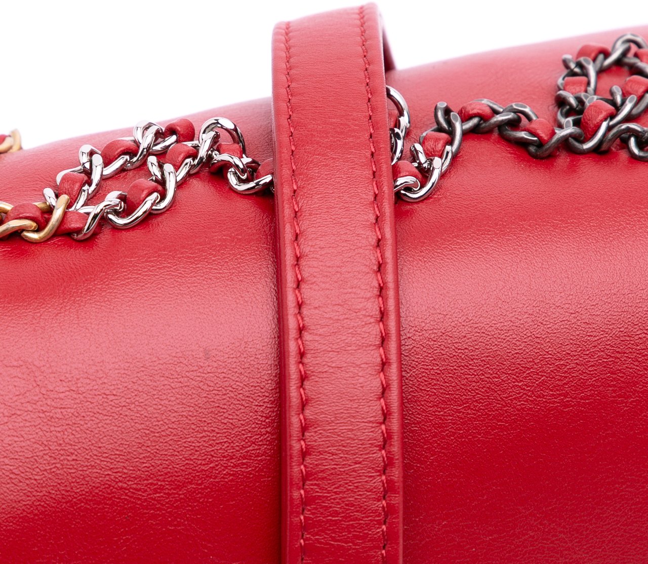 Chanel Calfskin Signature Chain 20s Bowling Bag Rood