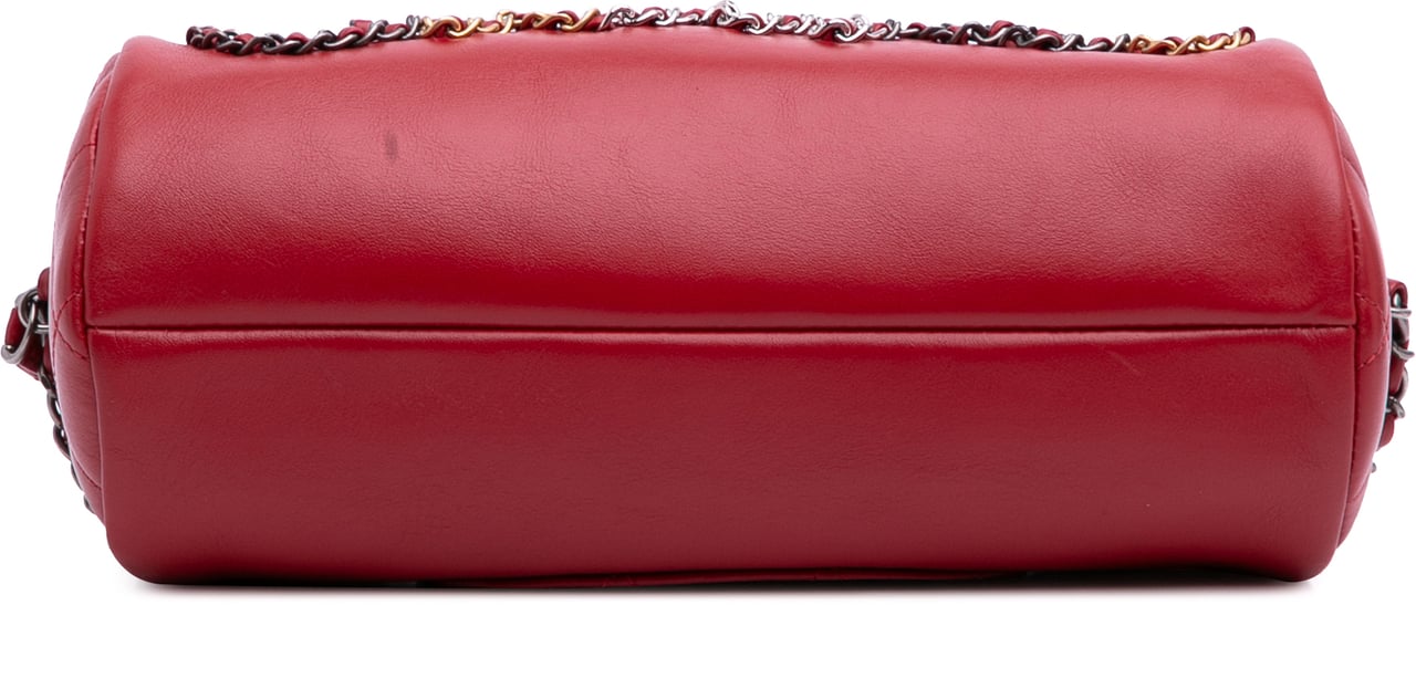 Chanel Calfskin Signature Chain 20s Bowling Bag Rood