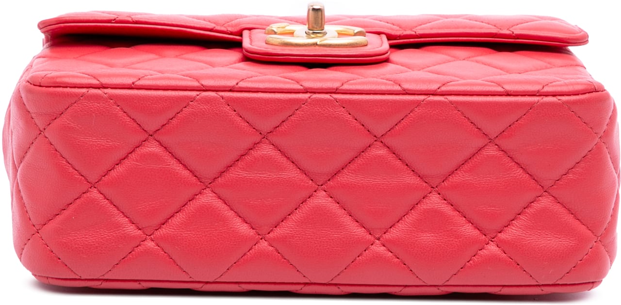 Chanel Mini Square Classic Lambskin Casino Royale Charms Single Flap Rood