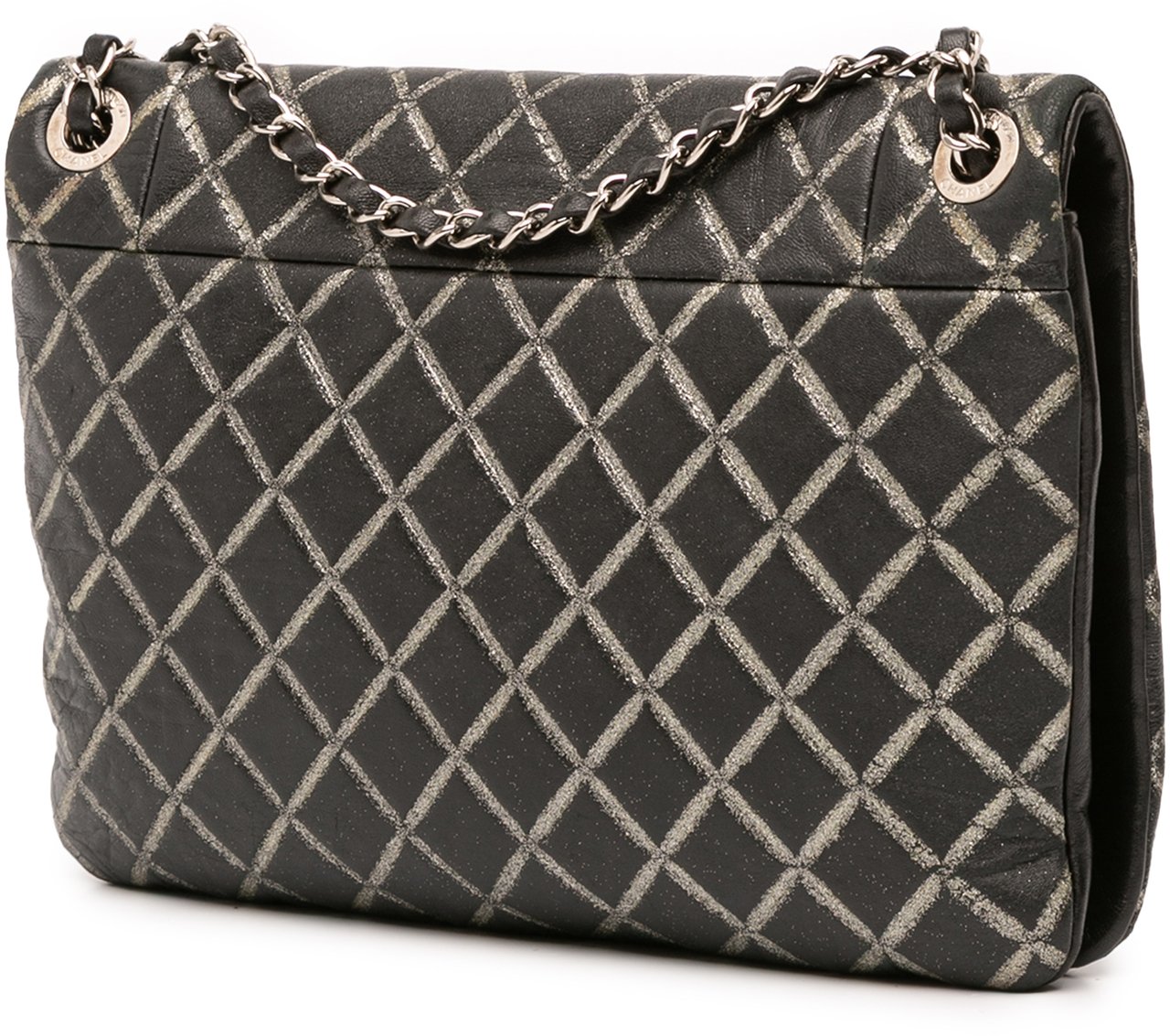 Chanel Quilted Metallic Distressed Lambskin CC Crystal Flap Zwart