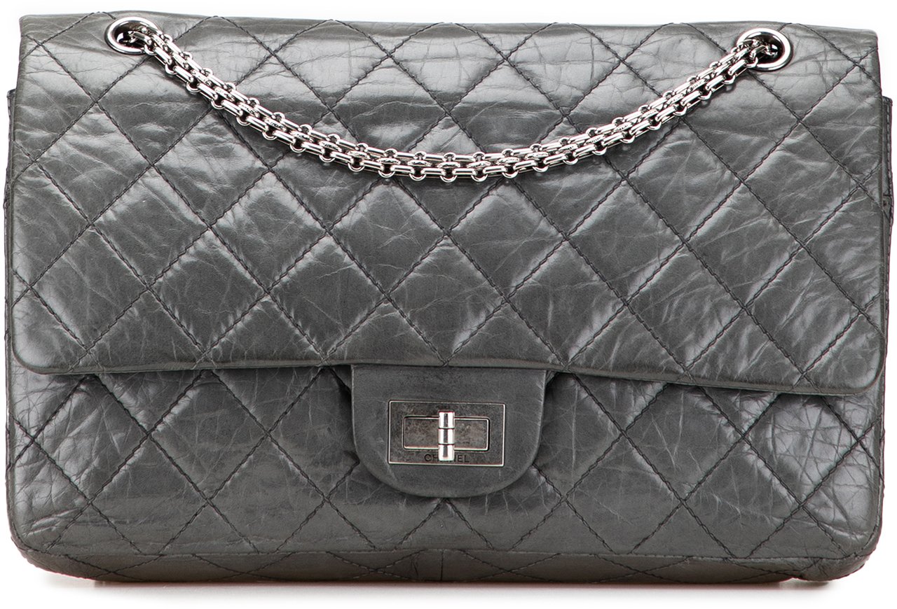 Chanel 50th Anniversary Reissue 2.55 Aged Calfskin Double Flap 227 Grijs