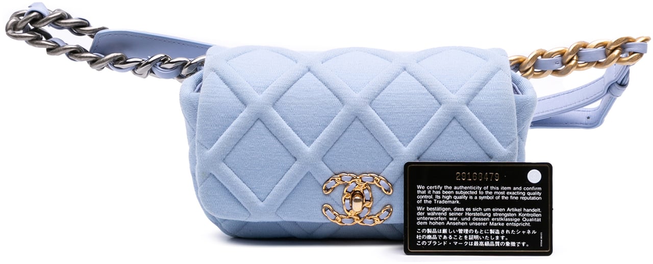 Chanel Jersey 19 Flap Belt Bag Blauw