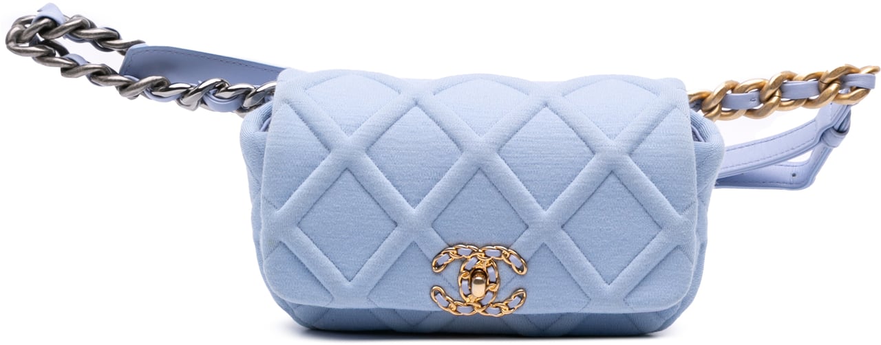Chanel Jersey 19 Flap Belt Bag Blauw