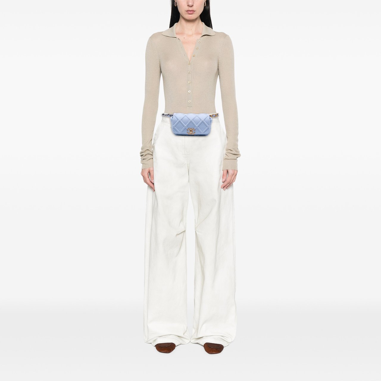 Chanel Jersey 19 Flap Belt Bag Blauw