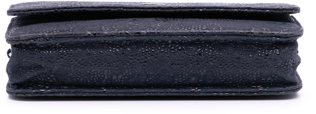 Chanel Lace Overlay Goatskin Wallet On Chain Blauw