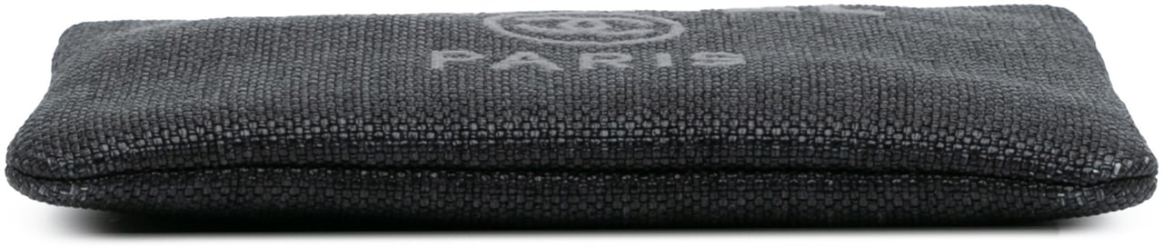 Chanel Medium Straw Deauville O Case Clutch Zwart