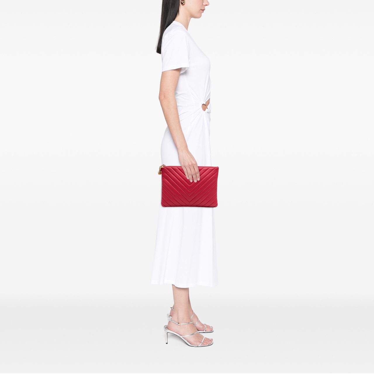 Chanel Medium Chevron Caviar Ancient Greek Charms O Case Clutch Rood