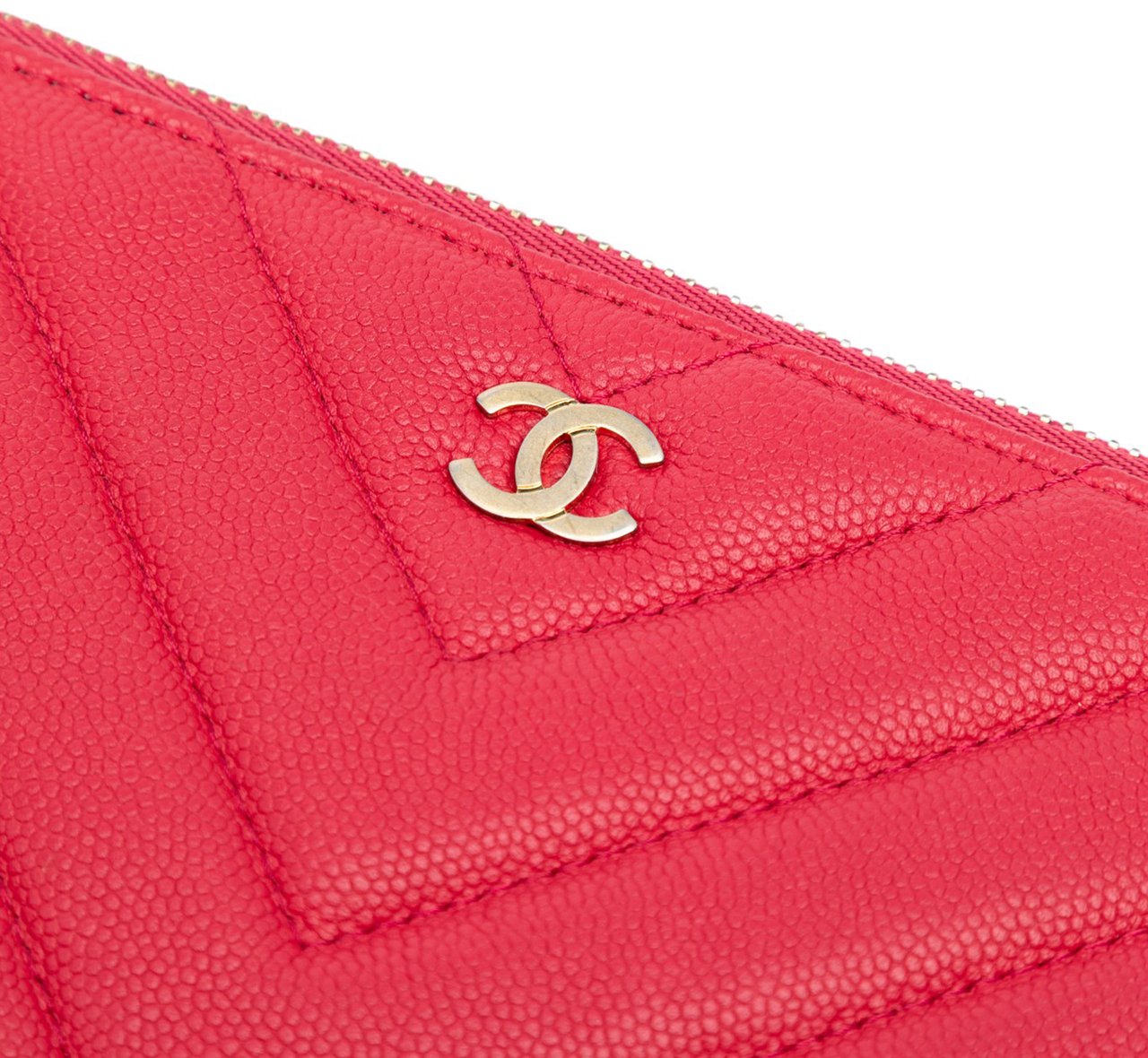 Chanel Medium Chevron Caviar Ancient Greek Charms O Case Clutch Rood