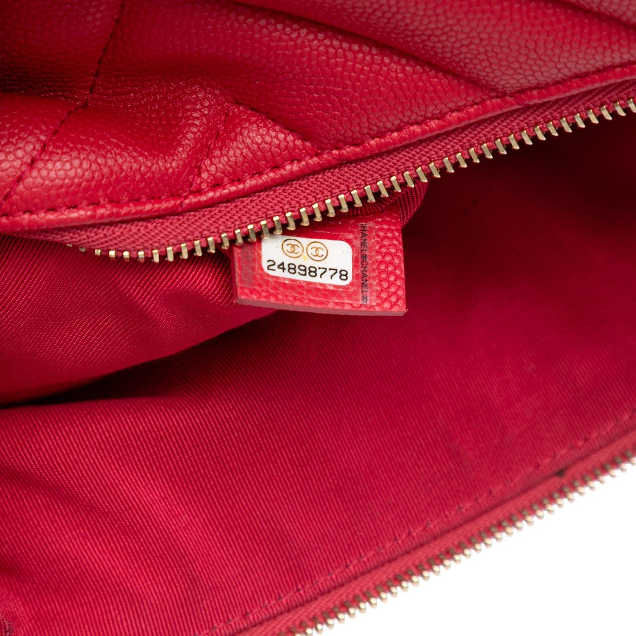 Chanel Medium Chevron Caviar Ancient Greek Charms O Case Clutch Rood