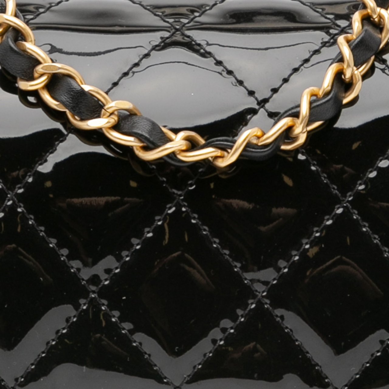 Chanel Mini Square Classic Patent Single Flap Zwart