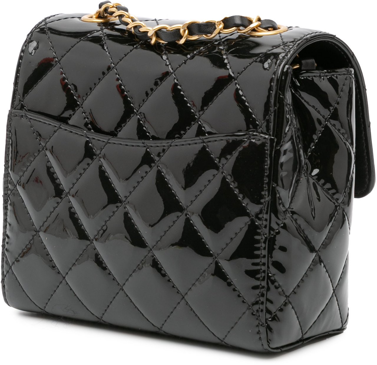 Chanel Mini Square Classic Patent Single Flap Zwart