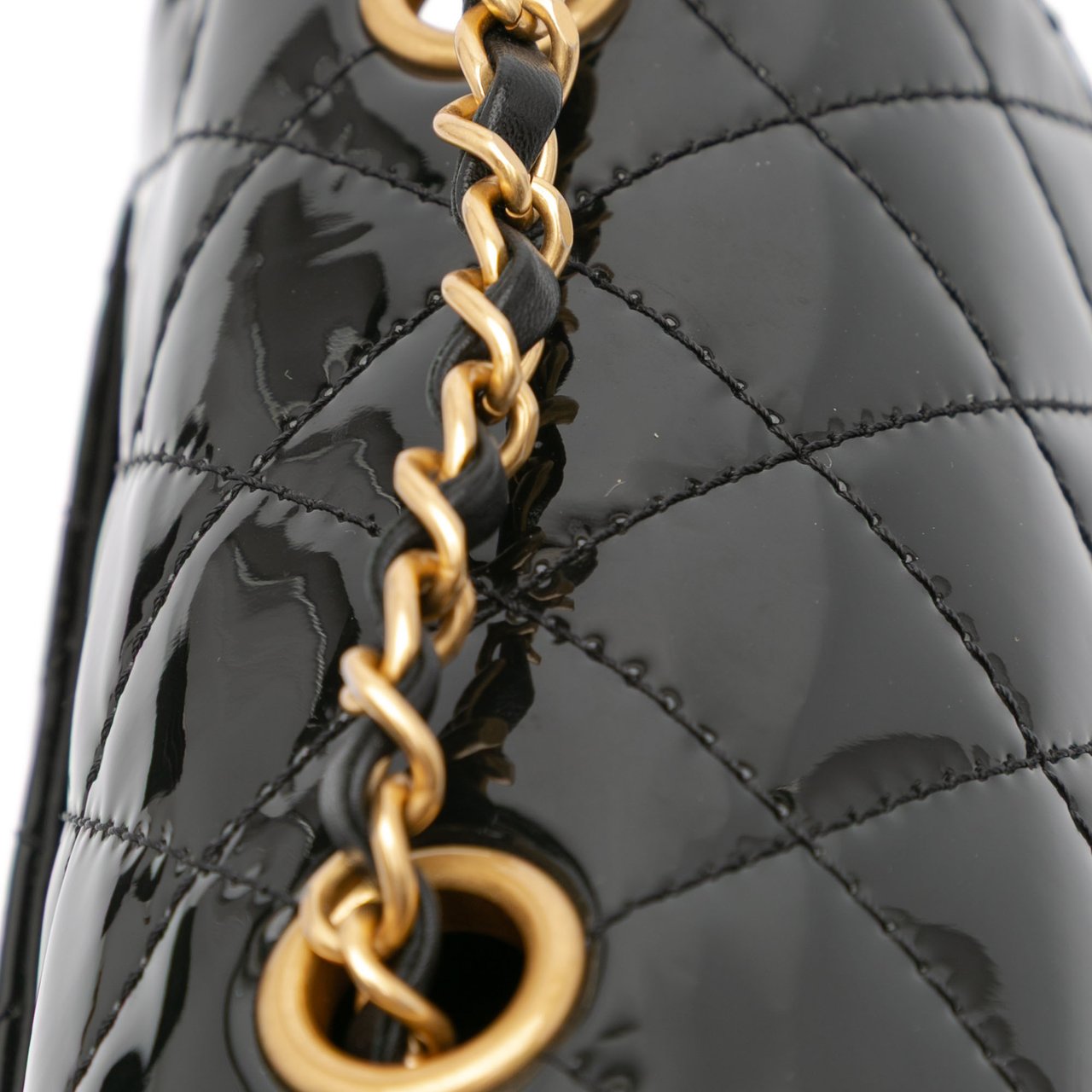 Chanel Mini Square Classic Patent Single Flap Zwart