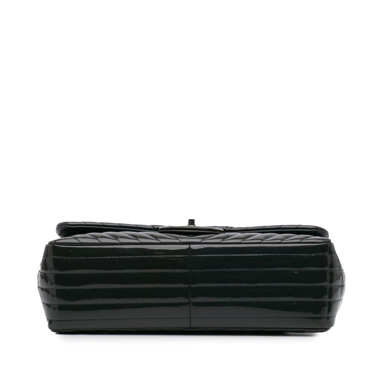 Chanel Jumbo Classic Chevron Patent Double Flap Blauw