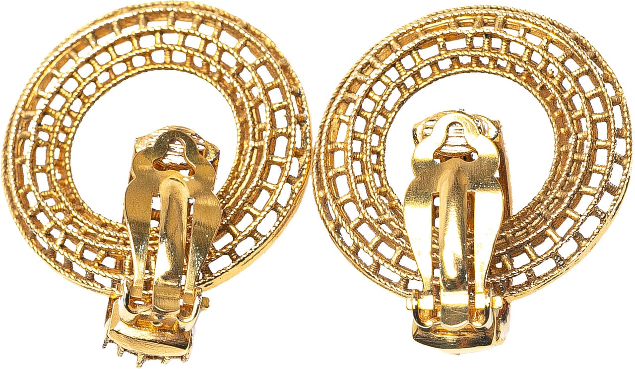Chanel Gold Plated Hoop Clip on Earrings Goud